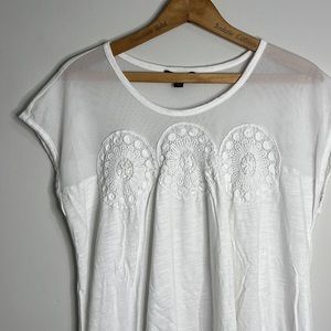 Lane Bryant White Mesh Tee Shirt Jersey Work Top 14 16